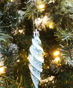 Alternative view of Christmas Concepts® Pack of 6-110mm Large Spiral Shaped Baubles - Shiny & Glitter Decorated - Christmas Tree Decorations (Ice Blue)