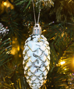 Alternative view of Christmas Concepts® Pack of 6–90mm Shiny & Glitter Decorated Pine Cone Baubles – Christmas Tree Decorations (Ice Blue)