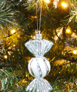 Alternative view of Christmas Concepts® Pack of 5-110mm Large Sweet Shaped Baubles - Shiny & Glitter Decorated - Christmas Baubles (Ice Blue)