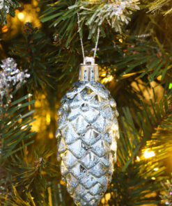 Alternative view of Christmas Concepts® Pack of 6-90mm Pine Cone Baubles – Shiny and Glitter Decorated – Luxury Christmas Decorations (Ice Blue)