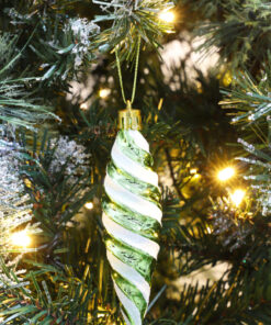 Alternative view of Christmas Concepts® Pack of 6-110mm Large Spiral Shaped Baubles - Shiny & Glitter Decorated - Christmas Tree Decorations (Lime Green)