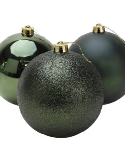 Christmas Concepts® 3-150mm Extra Large Baubles - Shiny, Matte & Glitter Design - Christmas Decorations (Forrest Green)