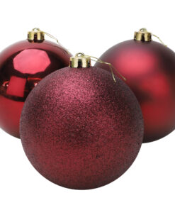 Christmas Concepts® 3-150mm Extra Large Baubles - Shiny, Matte & Glitter Design - Christmas Decorations (Rioja Red)