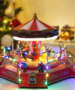 Alternative view of Christmas Concepts® 40cm Animated Christmas Carousel with Multi Coloured Chasing LED Lights and Music – Mains Operated – Christmas Village
