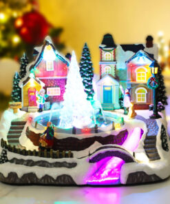 Alternative view of Christmas Concepts® 27cm LED Light Up Village Scene with Real Water Fountain and Music – Battery Operated - Christmas Village