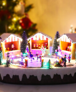 Alternative view of Christmas Concepts® 38cm Animated Ice Rink with Christmas Market Scene LED Lights and Music – Mains Operated – Christmas Village