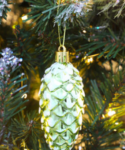 Alternative view of Christmas Concepts® Pack of 6–90mm Shiny & Glitter Decorated Pine Cone Baubles – Christmas Tree Decorations (Lime Green)