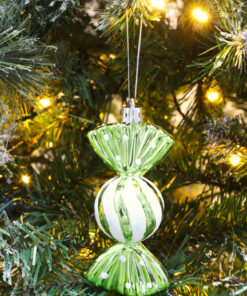 Alternative view of Christmas Concepts® Pack of 5-110mm Large Sweet Shaped Baubles - Shiny & Glitter Decorated - Christmas Baubles (Lime Green)