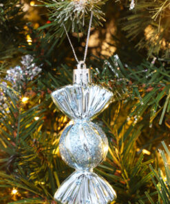 Alternative view of Christmas Concepts® Pack of 6–90mm Sweet Shaped Baubles – Shiny & Glitter Decorated – Christmas Tree Decorations (Ice Blue)