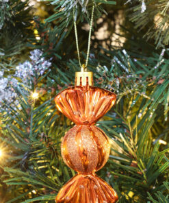 Alternative view of Christmas Concepts® Pack of 6–90mm Sweet Shaped Baubles – Shiny & Glitter Decorated – Christmas Tree Decorations (Copper)