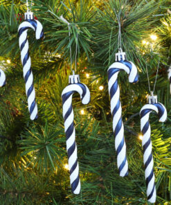 Alternative view of Christmas Concepts® Pack Of 6 - 13cm Glitter Candy Cane Christmas Tree Decorations (Midnight Blue & White)