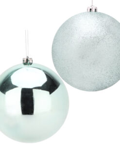 Christmas Concepts® Pack Of 2-200mm Baubles - Shiny & Glitter Design - Giant Christmas Baubles (Mint Green)