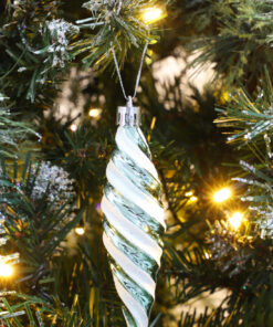 Alternative view of Christmas Concepts® Pack of 6-110mm Large Spiral Shaped Baubles - Shiny & Glitter Decorated - Christmas Tree Decorations (Mint Green)