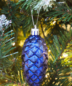 Alternative view of Christmas Concepts® Pack of 6-90mm Pine Cone Baubles – Shiny and Glitter Decorated – Luxury Christmas Decorations (Midnight Blue)