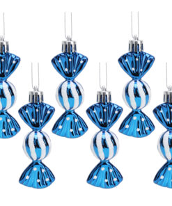 Christmas Concepts® Pack of 6-8cm Mini Sweet Shaped Baubles – Shiny & Glitter Decorated – Christmas Tree Decorations (Midnight Blue)