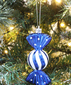 Alternative view of Christmas Concepts® Pack of 5-110mm Large Sweet Shaped Baubles - Shiny & Glitter Decorated - Christmas Baubles (Midnight Blue)