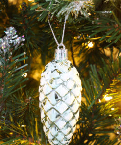 Alternative view of Christmas Concepts® Pack of 6–90mm Shiny & Glitter Decorated Pine Cone Baubles – Christmas Tree Decorations (Mint Green)