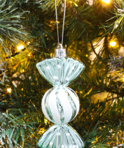 Alternative view of Christmas Concepts® Pack of 5-110mm Large Sweet Shaped Baubles - Shiny & Glitter Decorated - Christmas Baubles (Mint Green)