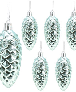 Christmas Concepts® Pack of 6-90mm Pine Cone Baubles – Shiny and Glitter Decorated – Luxury Christmas Decorations (Mint Green)