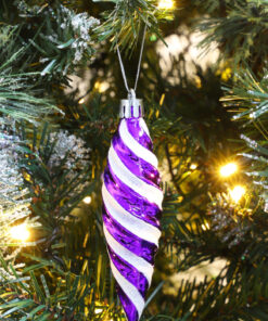 Alternative view of Christmas Concepts® Pack of 6-110mm Large Spiral Shaped Baubles - Shiny & Glitter Decorated - Christmas Tree Decorations (Purple)