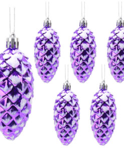 Christmas Concepts® Pack of 6–90mm Shiny & Glitter Decorated Pine Cone Baubles – Christmas Tree Decorations (Purple)