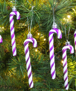Alternative view of Christmas Concepts® Pack Of 6 - 13cm Glitter Candy Cane Christmas Tree Decorations (Purple & White)