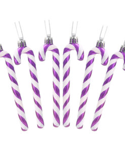 Christmas Concepts® Pack Of 6 - 13cm Glitter Candy Cane Christmas Tree Decorations (Purple & White)