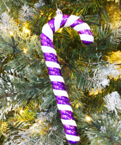 Alternative view of Christmas Concepts® Pack of 3–250mm Extra Large Candy Cane Baubles – Shiny & Glitter Decorated – Christmas Decorations (Purple)