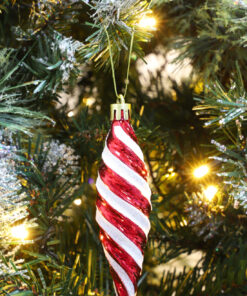 Alternative view of Christmas Concepts® Pack of 6-110mm Large Spiral Shaped Baubles - Shiny & Glitter Decorated - Christmas Tree Decorations (Red)