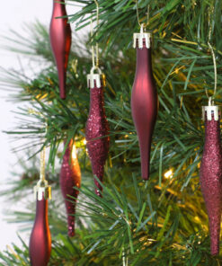 Alternative view of Christmas Concepts® Pack Of 15-8.5cm Droplet Baubles - Matte & Glitter Design - Christmas Baubles (Rioja Red)