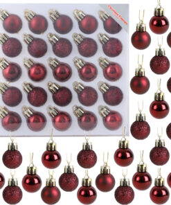 Christmas Concepts® Pack of 25-25mm Mini Christmas Tree Baubles - Shiny, Matte & Glitter Decorated Baubles (Rioja Red)