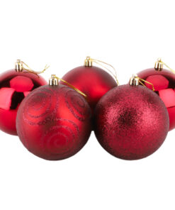 Christmas Concepts® Pack of 5-100mm Large Baubles - Shiny, Matte & Glitter Design - Christmas Decorations (Rioja Red)