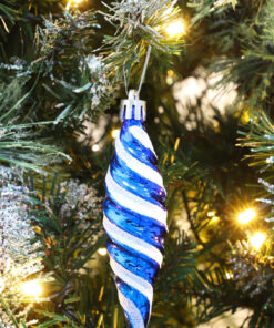 Alternative view of Christmas Concepts® Pack of 6-110mm Large Spiral Shaped Baubles - Shiny & Glitter Decorated - Christmas Tree Decorations (Royal Blue)
