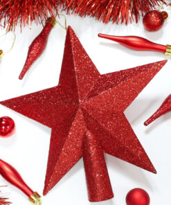 Alternative view of Christmas Concepts® 20cm Glitter Tree Top Star Decoration – Christmas Tree Topper (Red)