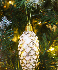 Alternative view of Christmas Concepts® Pack of 6–90mm Shiny & Glitter Decorated Pine Cone Baubles – Christmas Tree Decorations (Rose Gold)