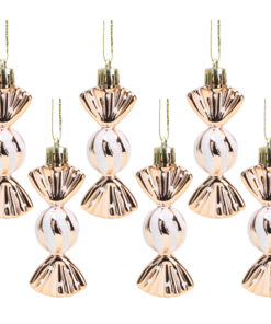 Christmas Concepts® Pack of 6-8cm Mini Sweet Shaped Baubles – Shiny & Glitter Decorated – Christmas Tree Decorations (Rose Gold)