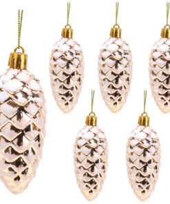 Christmas Concepts® Pack of 6–90mm Shiny & Glitter Decorated Pine Cone Baubles – Christmas Tree Decorations (Rose Gold)