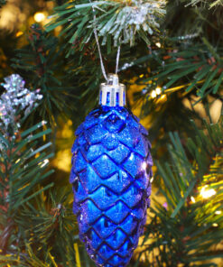 Alternative view of Christmas Concepts® Pack of 6-90mm Pine Cone Baubles – Shiny and Glitter Decorated – Luxury Christmas Decorations (Royal Blue)