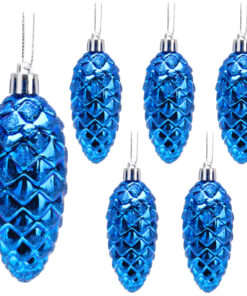 Christmas Concepts® Pack of 6-90mm Pine Cone Baubles – Shiny and Glitter Decorated – Luxury Christmas Decorations (Royal Blue)