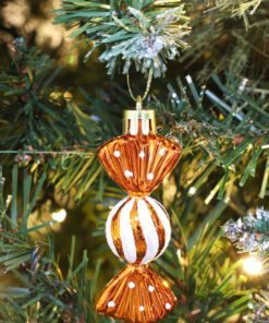 Alternative view of Christmas Concepts® Pack of 6-8cm Mini Sweet Shaped Baubles – Shiny & Glitter Decorated – Christmas Tree Decorations (Copper)