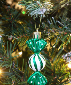 Alternative view of Christmas Concepts® Pack of 6-8cm Mini Sweet Shaped Baubles – Shiny & Glitter Decorated – Christmas Tree Decorations (Emerald Green)