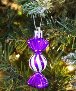 Alternative view of Christmas Concepts® Pack of 6-8cm Mini Sweet Shaped Baubles – Shiny & Glitter Decorated – Christmas Tree Decorations (Purple)