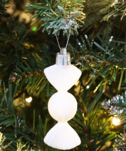 Alternative view of Christmas Concepts® Pack of 6-8cm Mini Sweet Shaped Baubles – Shiny & Glitter Decorated – Christmas Tree Decorations (White)