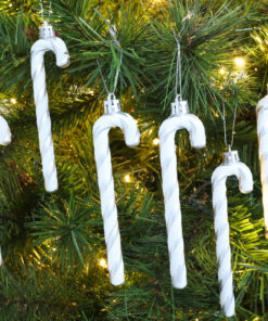 Alternative view of Christmas Concepts® Pack Of 6 - 13cm Glitter Candy Cane Christmas Tree Decorations (Silver & White)