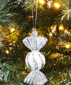 Alternative view of Christmas Concepts® Pack of 5-110mm Large Sweet Shaped Baubles - Shiny & Glitter Decorated - Christmas Baubles (Silver)