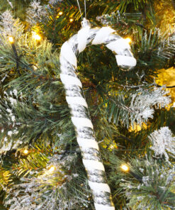 Alternative view of Christmas Concepts® Pack of 3–250mm Extra Large Candy Cane Baubles – Shiny & Glitter Decorated – Christmas Decorations (Silver)