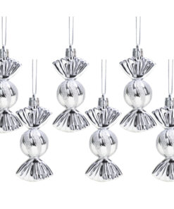 Christmas Concepts® Pack of 6–90mm Sweet Shaped Baubles – Shiny & Glitter Decorated – Christmas Tree Decorations (Silver)