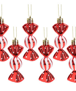 Christmas Concepts® Pack of 6-8cm Mini Sweet Shaped Baubles – Shiny & Glitter Decorated – Christmas Tree Decorations (Red)