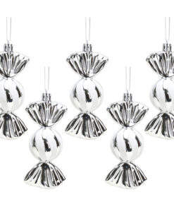 Christmas Concepts® Pack of 5-110mm Large Sweet Shaped Baubles - Shiny & Glitter Decorated - Christmas Baubles (Silver)