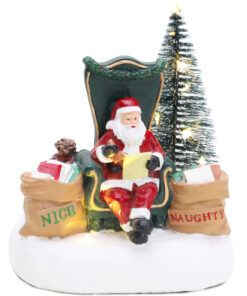 Christmas Concepts® 16cm Santa Reading Naughty and Nice Letters Ornament with Warm White LED Lights – Battery Operated - Christmas Village
